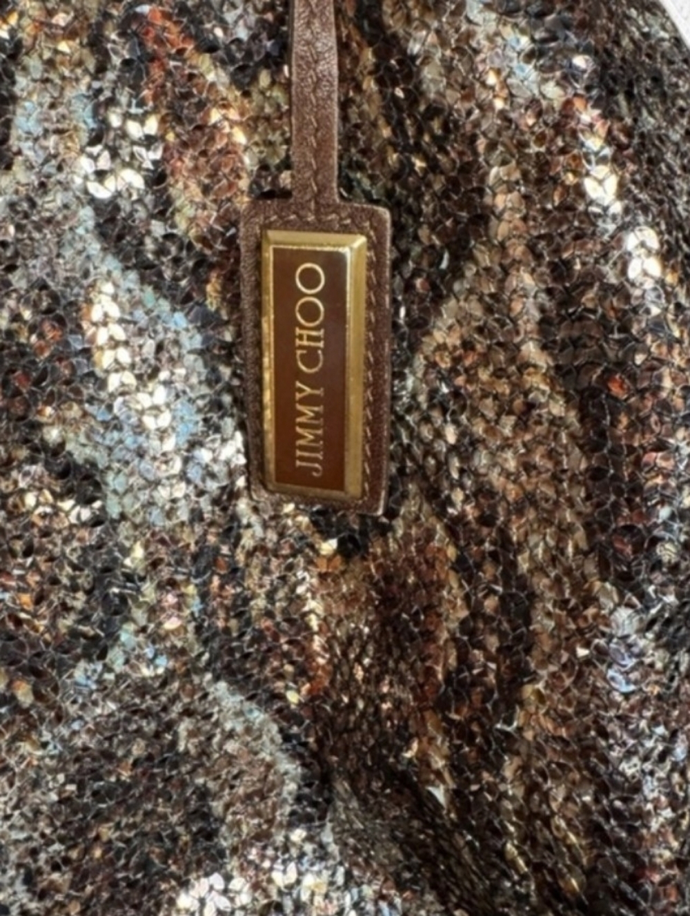 Jimmy Choo Sequined Python Snake Pattern Leather "Bea" Tote - Picture 8 of 11